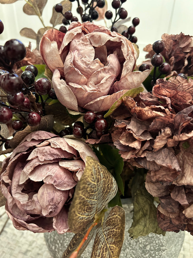Dried real feel mauve peony 48cm