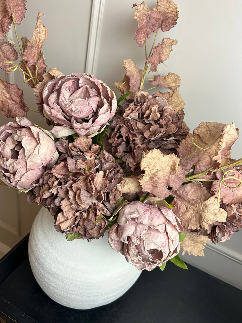 Dried real feel mauve peony 48cm