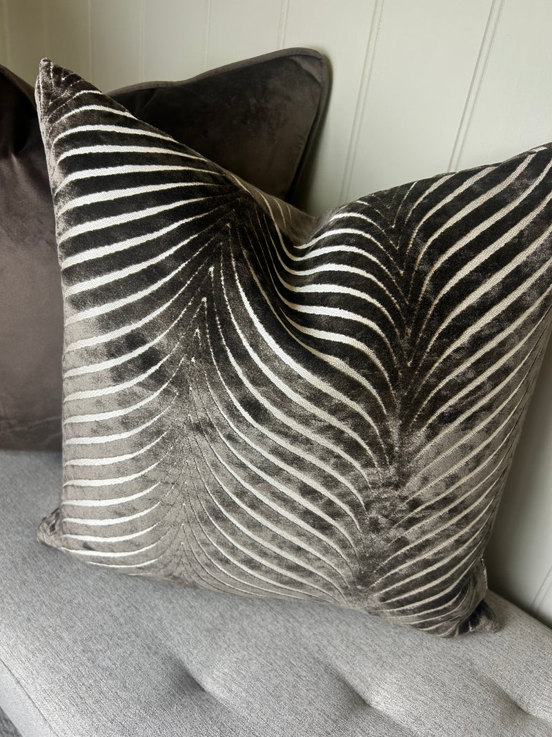 Rada Choc Brown Velvet Feather Filled Luxe Cushion 43cm