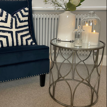 Store seconds silver lattice side table