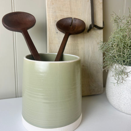 Ceramic clay two tone coxwell utensils holder