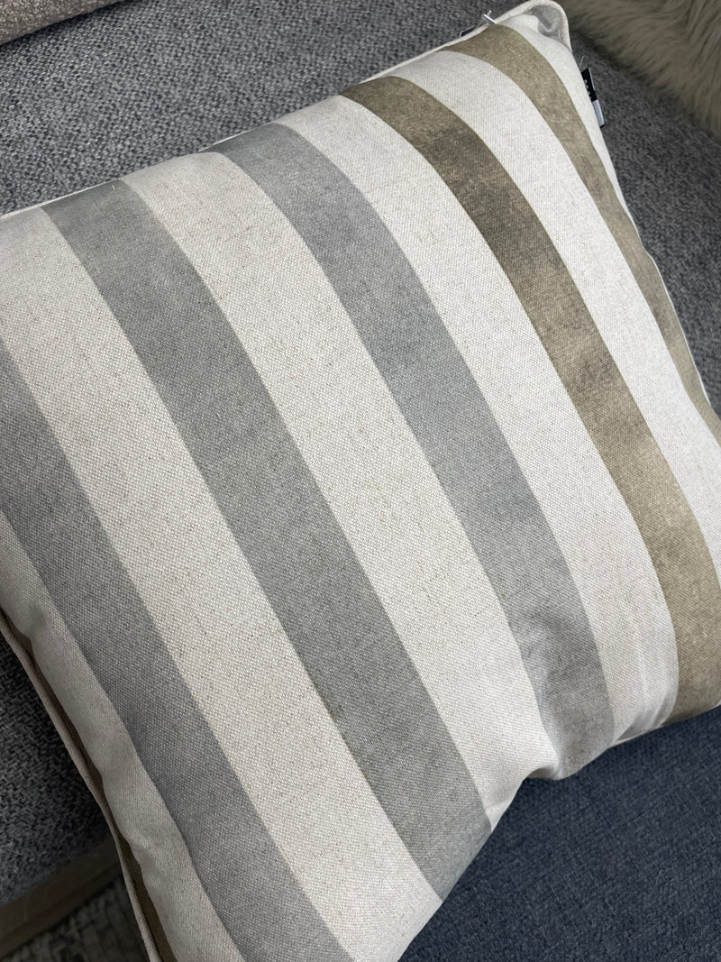 Natural floral and stripe cushion