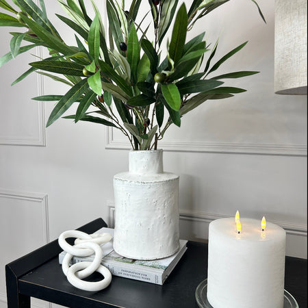 Chunky white rustic finish organic reactive glaze vase