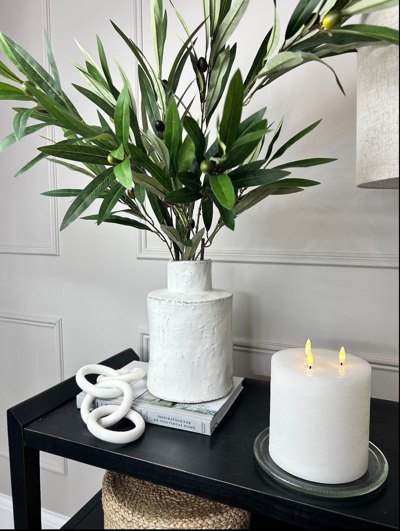 Chunky white rustic finish organic reactive glaze vase