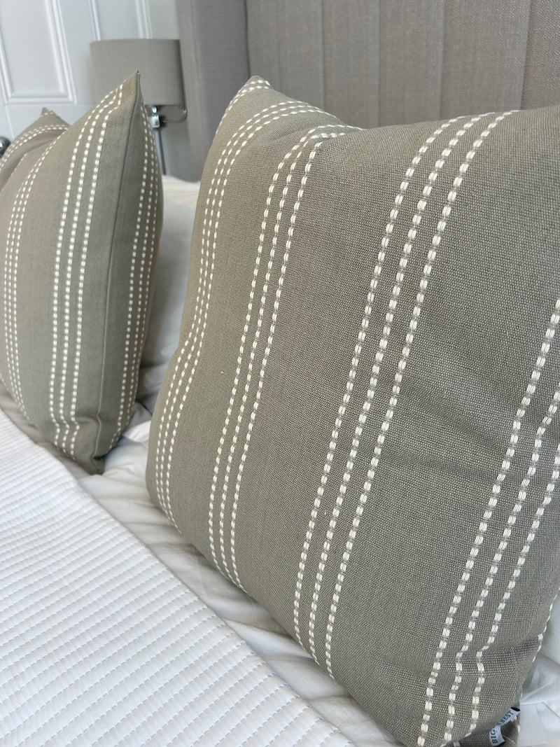 Taupe Stab Stitch Linen 50cm Cushion
