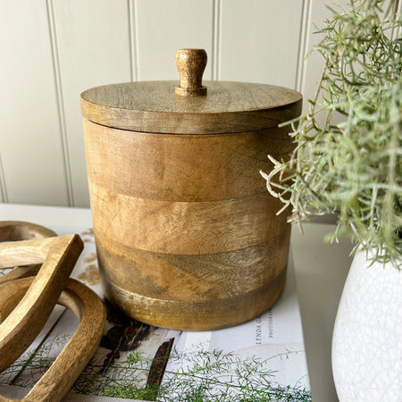 Wooden storage pot jar with lid