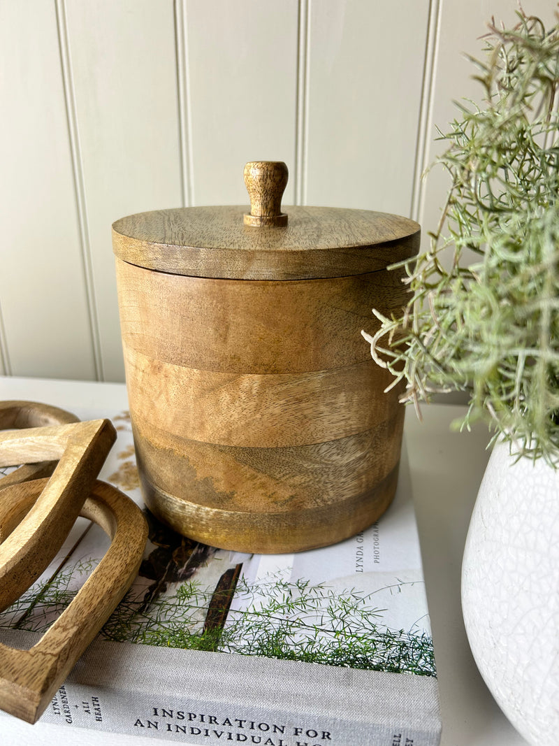 Wooden storage pot jar with lid