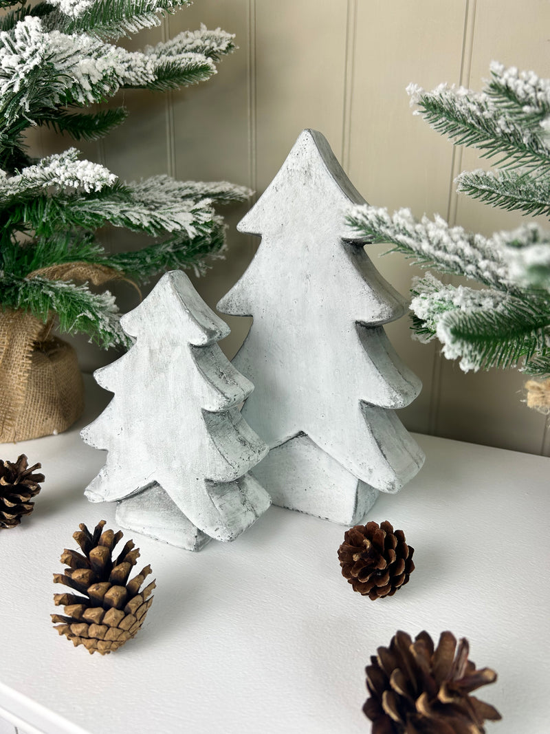 Stone rustic cement Standing chunky Christmas Tree 2 Sizes