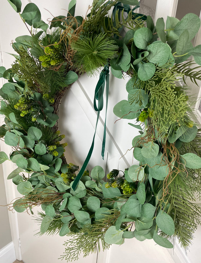Extra Large Mixed foliage Green leaf & Fir Foliage Wreath 80cm