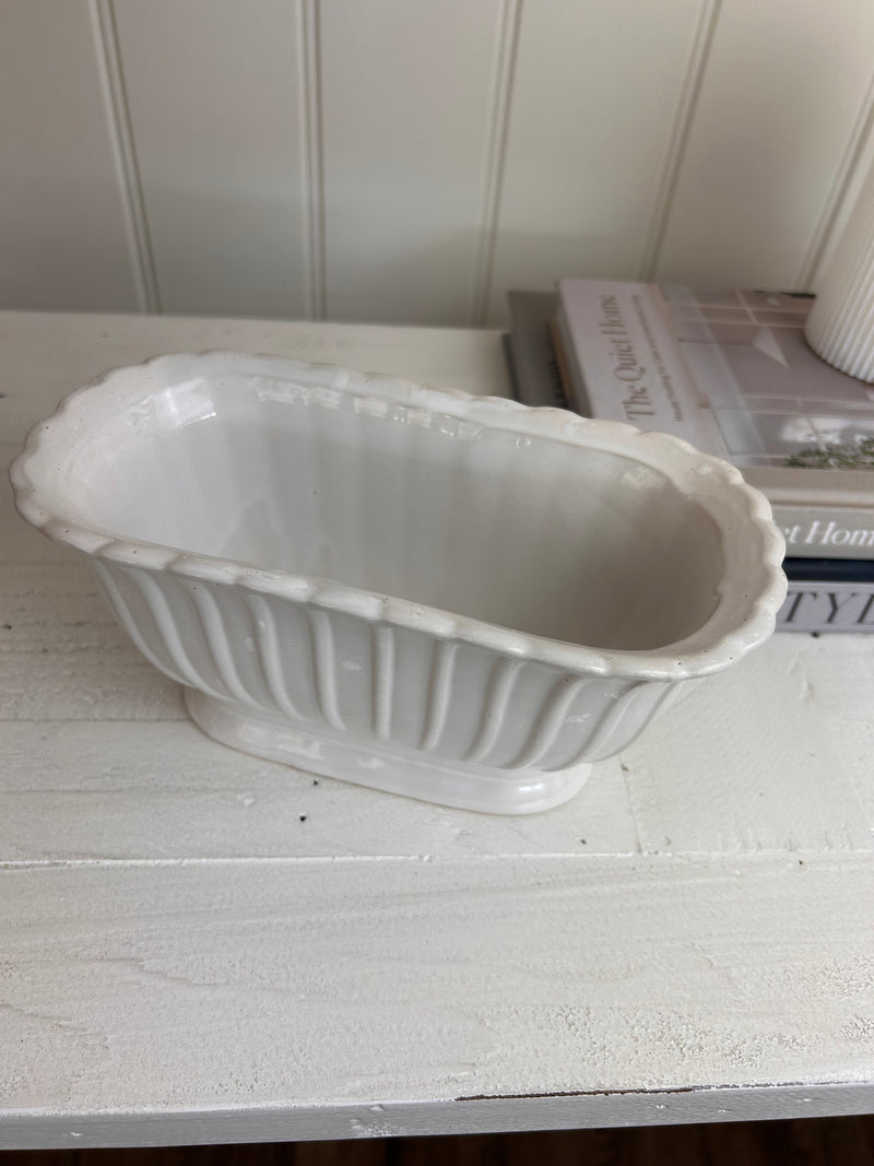 Pleated ruffle edge oval oblong Planter plant Pot – Abode