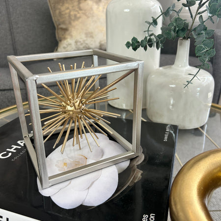 Small square two tone gold silver starburst decoration 13cm