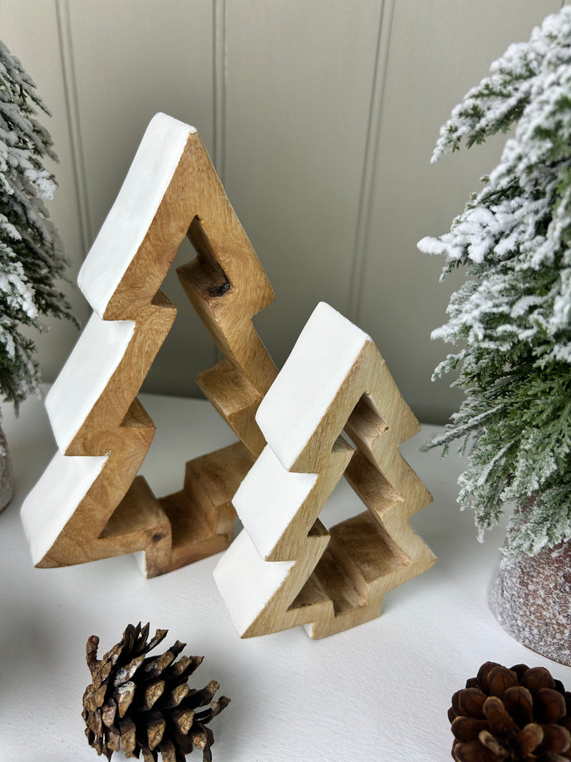 Chunky Standing Wooden Outline Christmas Tree, 2 Sizes