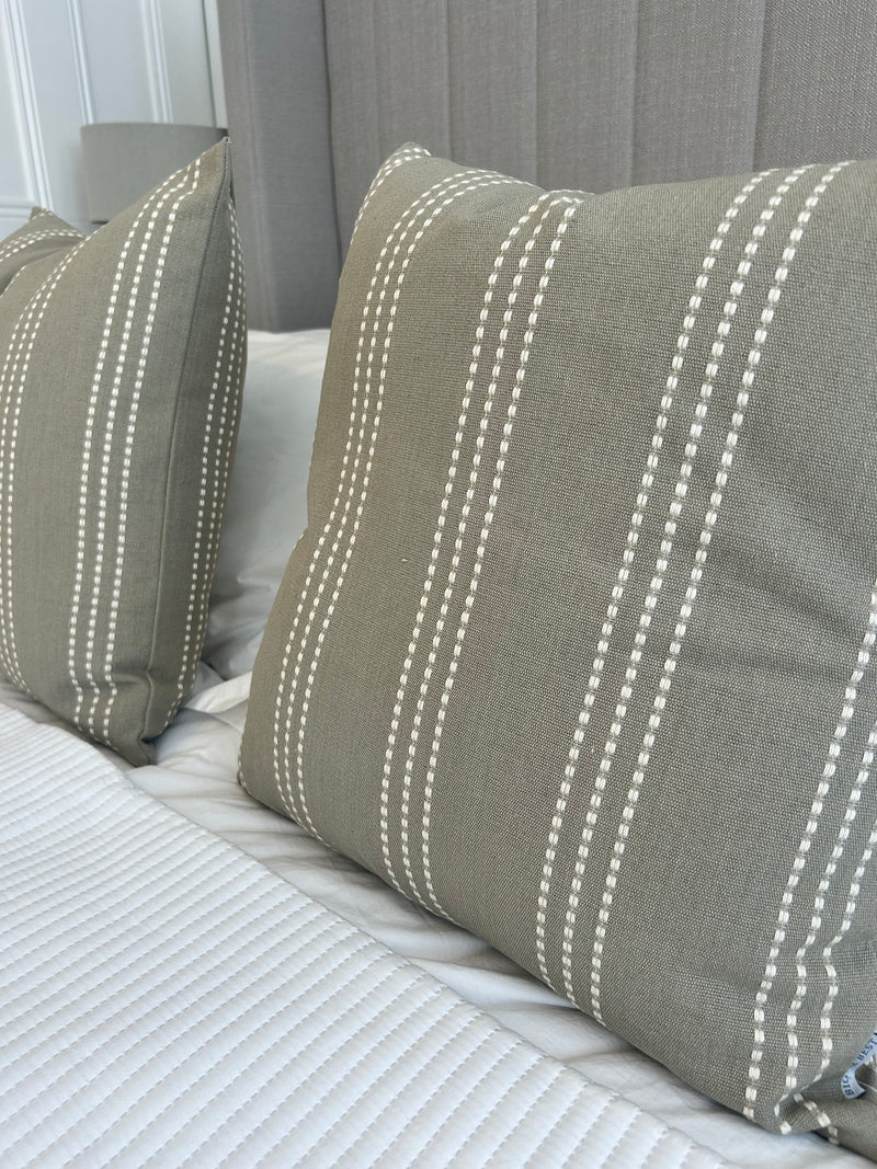 Taupe Stab Stitch Linen 50cm Cushion