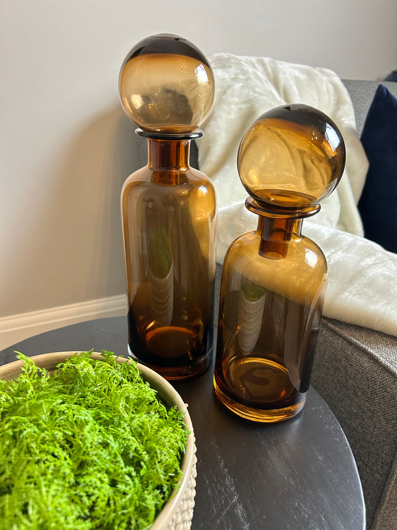 Amber glass ball top bottle