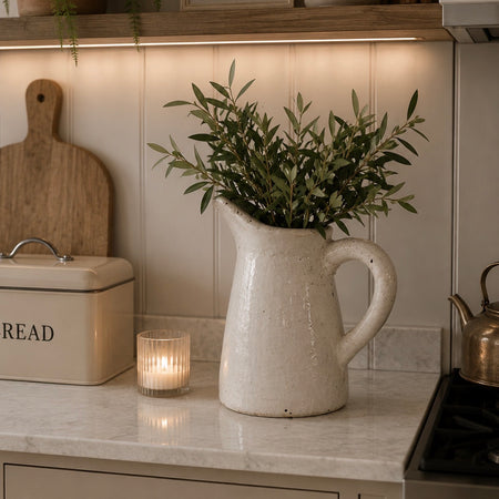 Heavy large Off White Jug With Tilted Spout