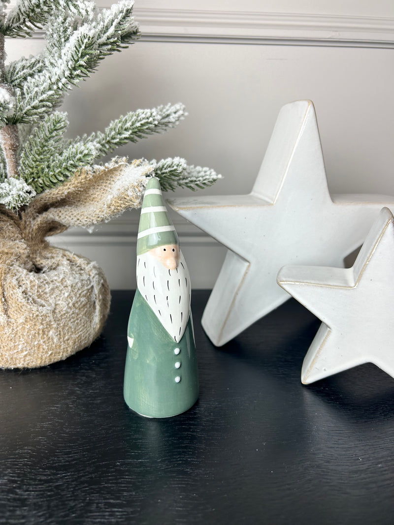 Green and white ceramic tall gonk, 2 Sizes