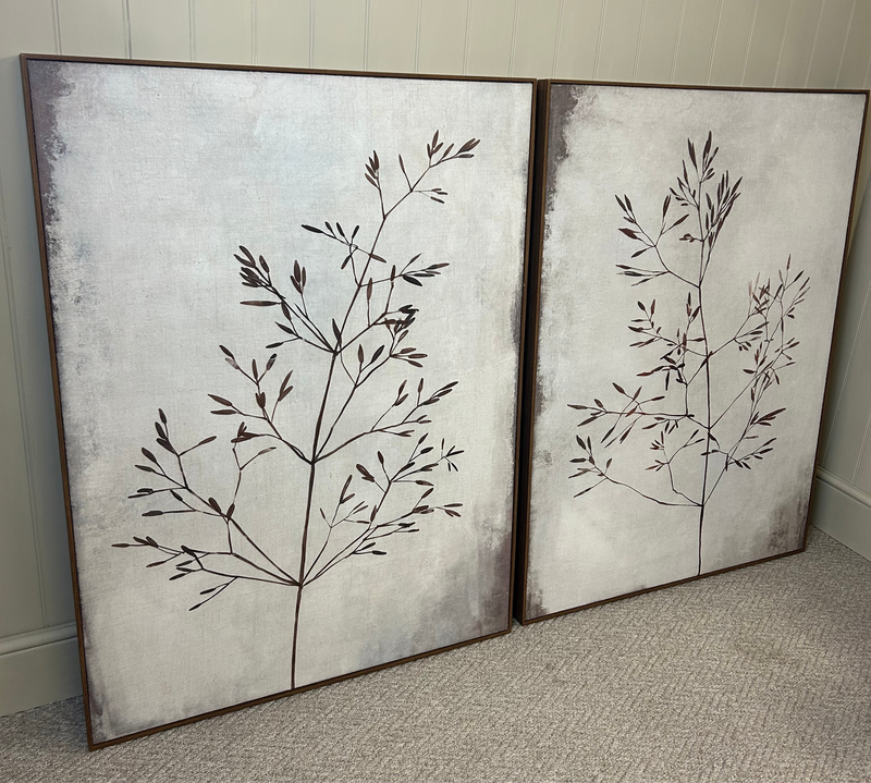 Neutral Autumnal Trees framed Hessian Canvas 2 styles