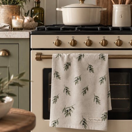 Sophie Allport Olive linen tea towel