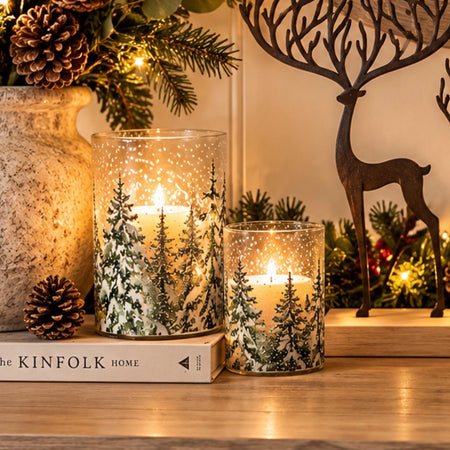 Frosted Christmas Tree Candle holders, 2 Sizes