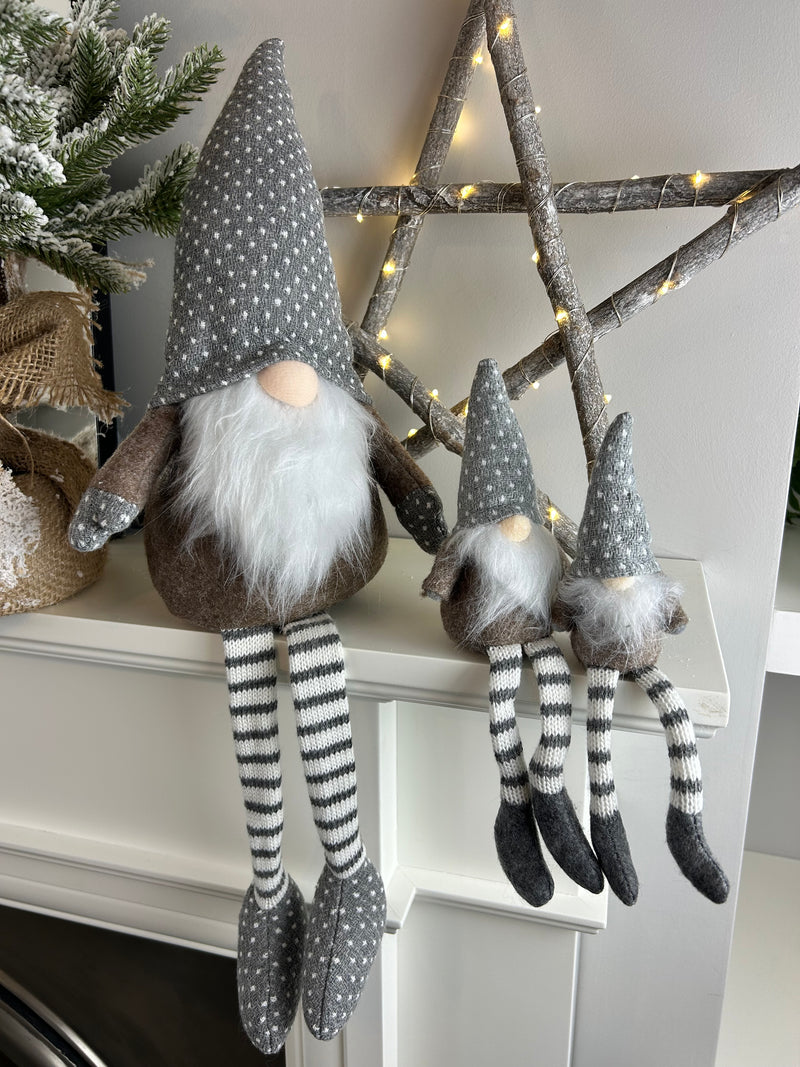 Beige Grey Fabric Sitting Gonk 3 Sizes Available