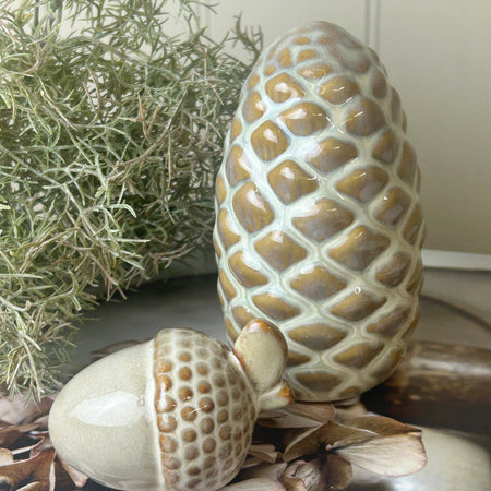 Two Tone Ceramic Acorn, Pinecone