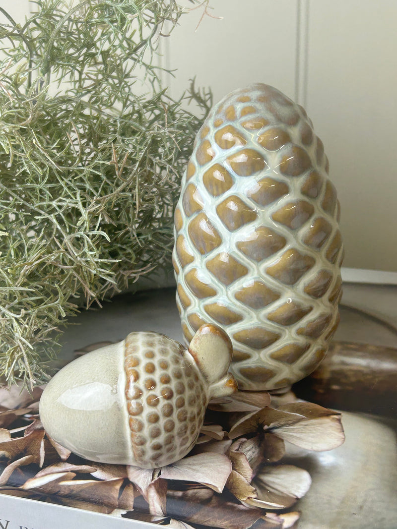 Two Tone Ceramic Acorn, Pinecone