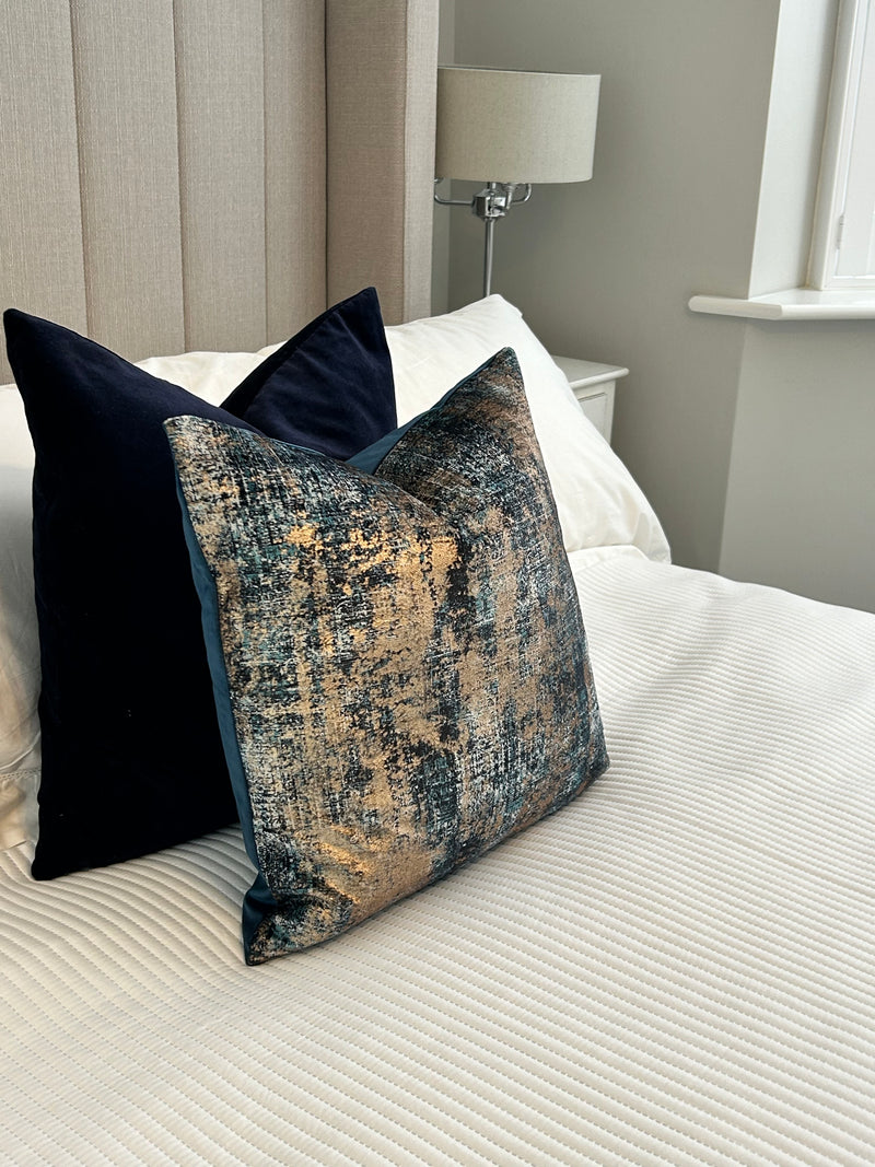 Trulli gold bronze blue luxury feather filled  cushion