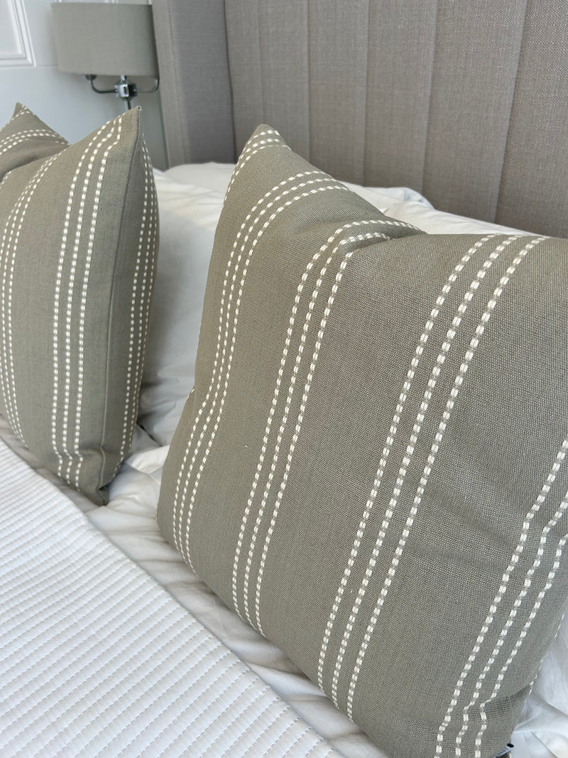 Taupe Stab Stitch Linen 50cm Cushion