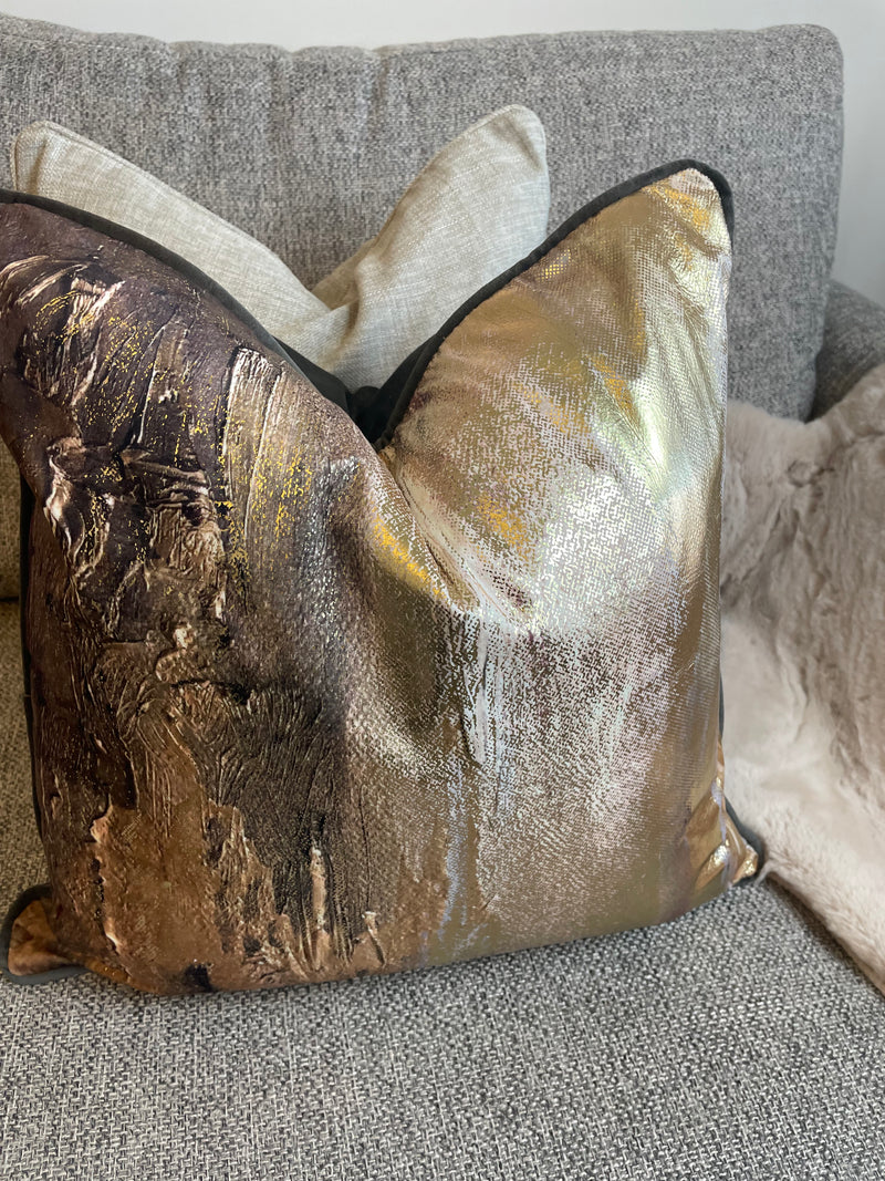 Gold abstract earth cushion 45cm