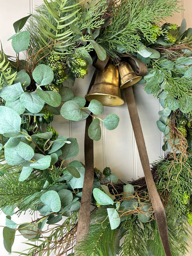 Extra Large Mixed foliage Green leaf & Fir Foliage Wreath 80cm