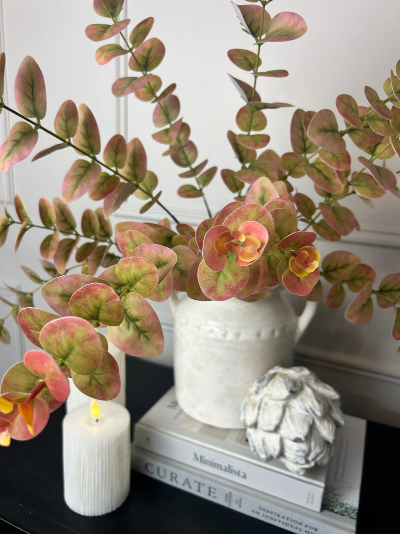 Dark pink/green tall eucalyptus stem 80cm