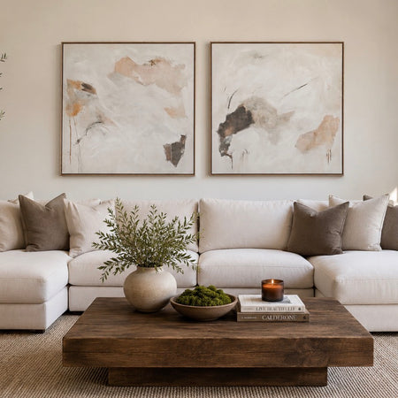 Neutral abstract textured hand finished framed art work 100cm 2 styles