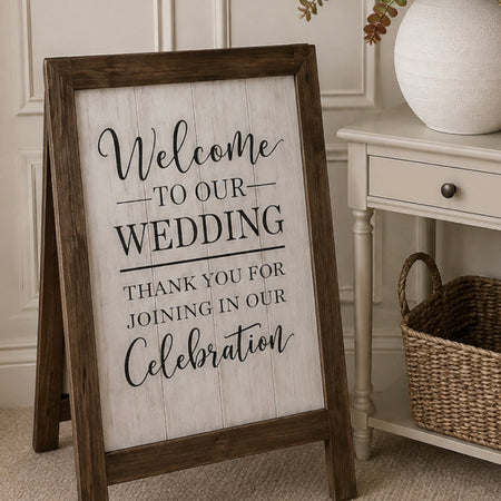 Standing Wooden A Frame ‘Welcome to our Wedding’ sign