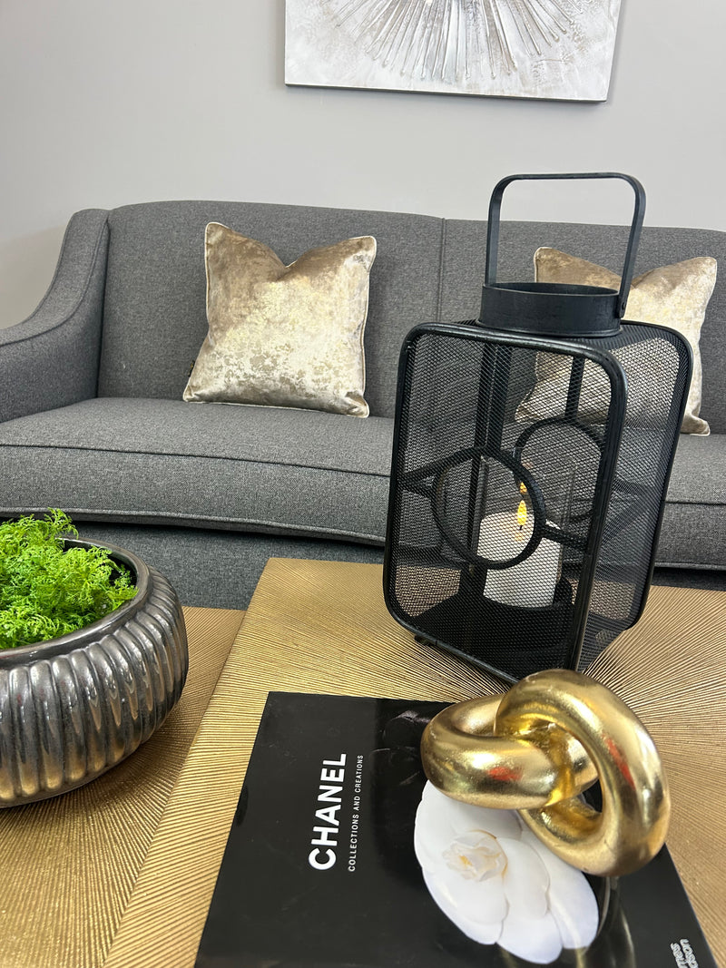 Black Geometric mesh Lantern Candle Holder
