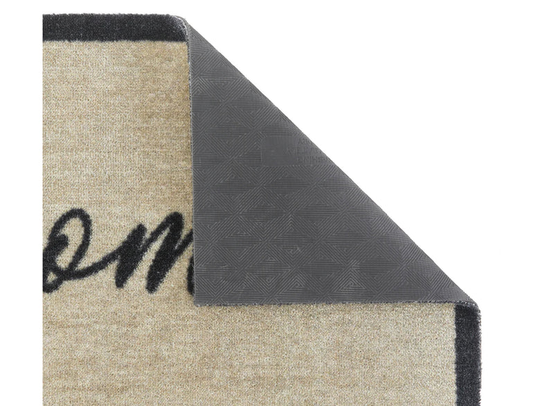 Home machine washable door mat rug cream black 50x75