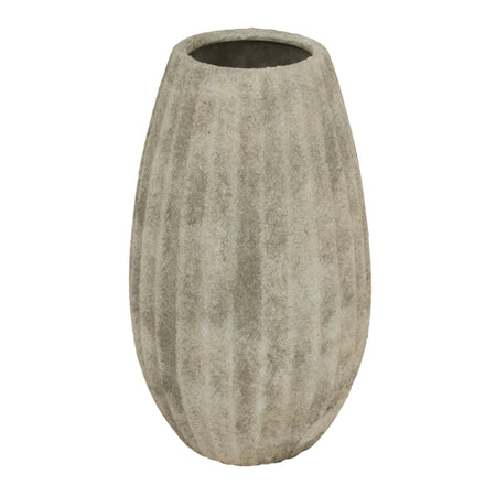 Stone ribbed vase rustic 2 sizes