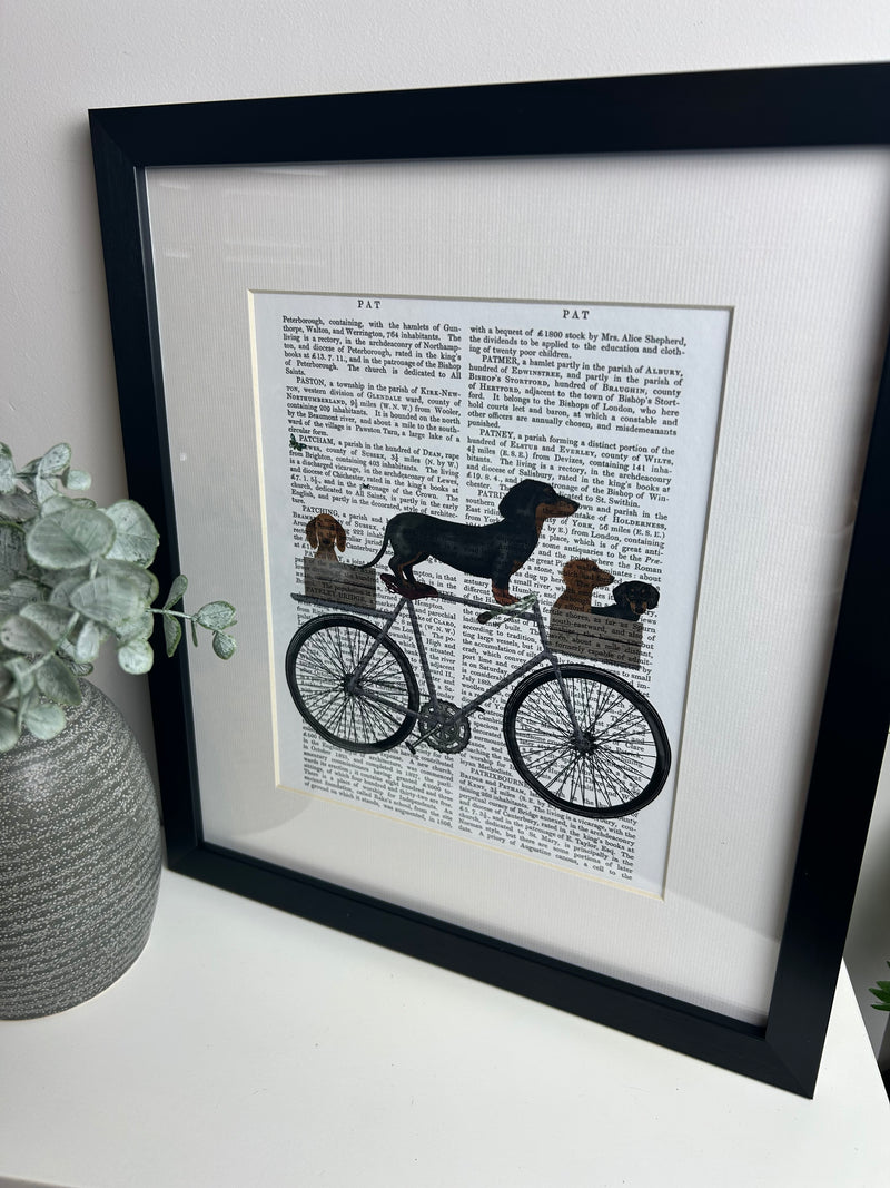 Dogs on tandem bike 34x30cm