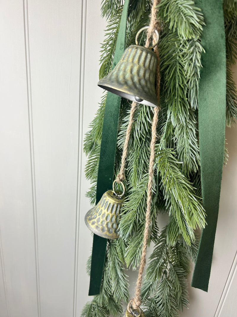 Set of 3 Fluted brass gold Metal Hanging Bells