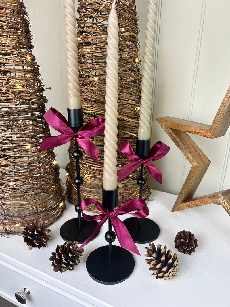 Bobble Black Metal Candlesticks, 3 Sizes