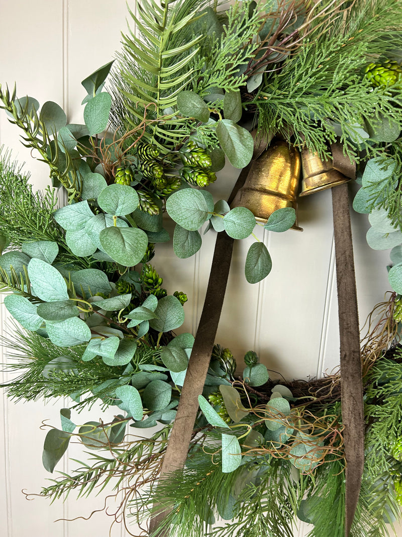 Extra Large Mixed foliage Green leaf & Fir Foliage Wreath 80cm