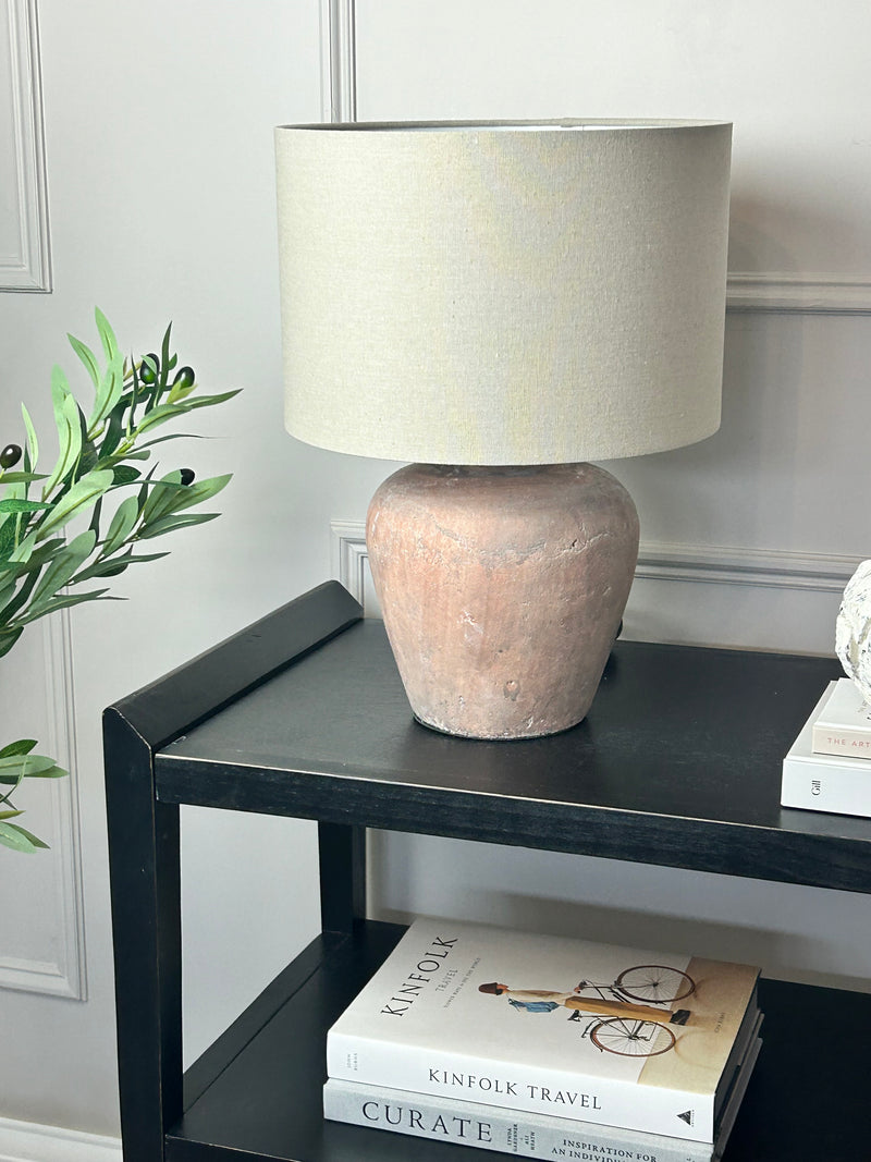Siena rustic brown table lamp linen shade