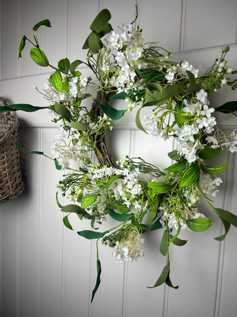 Summer daisy flower foliage wreath 45cm