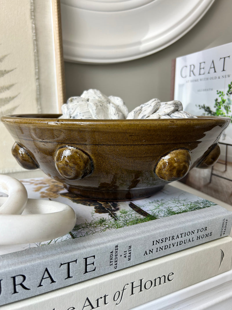 Mahogany brown ceramic terracotta bobble bowl