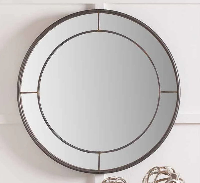 Antique Bronze brass black Metal Round Wall Mirror 80cm
