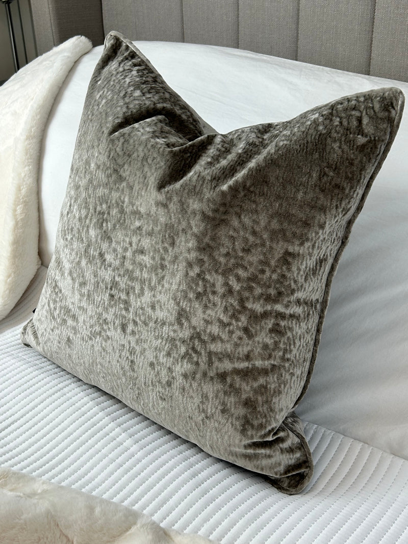 Taupe Ripple Plush Velvet Cushion 50cm x 50cm