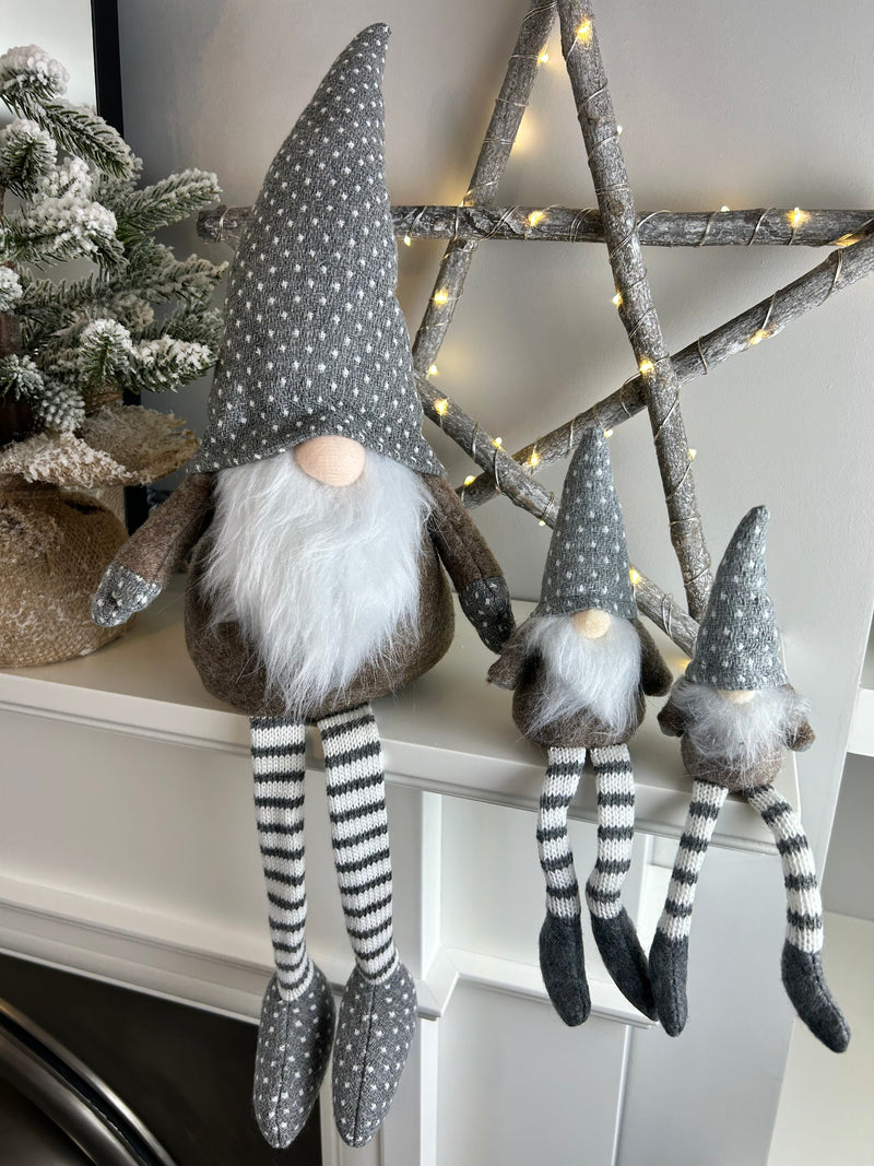 Beige Grey Fabric Sitting Gonk 3 Sizes Available