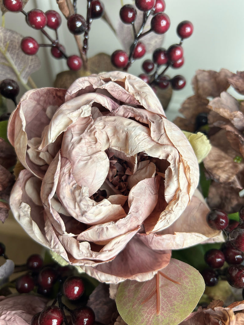 Dried real feel mauve peony 48cm