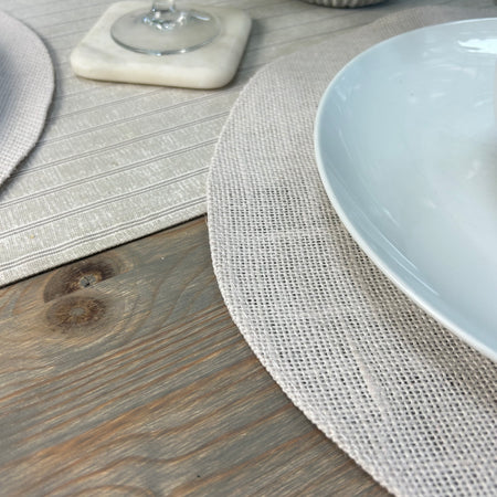 Set of 4 Off White Round Jute placemats