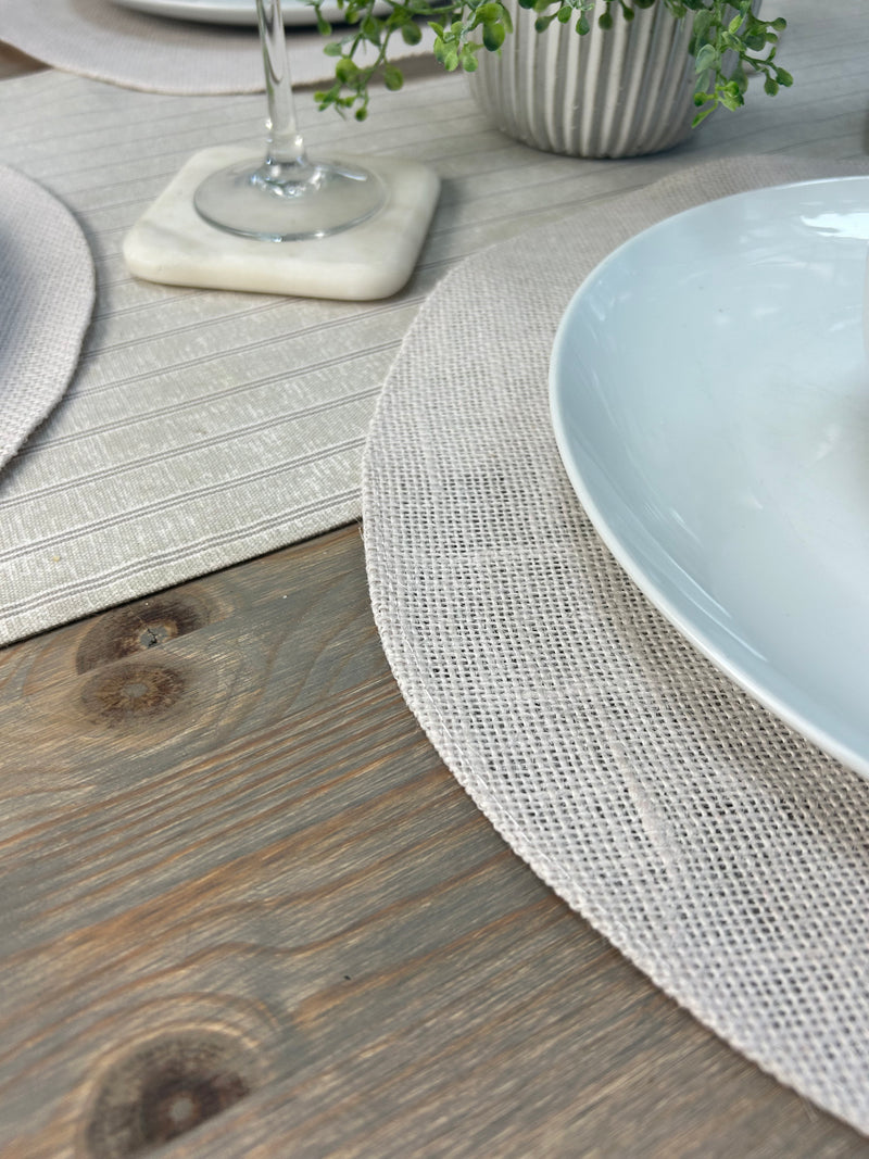 Set of 4 Off White Round Jute placemats