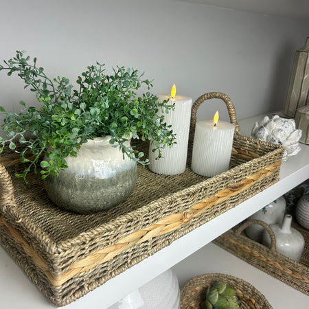 Two tone woven wicker grass tray 2 sizes